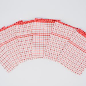 Red and white checkered commercial tea towel for hospitality and kitchens