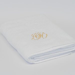 Embroidered commercial white towel for hotels and hospitality