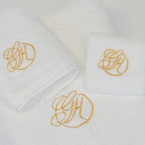 Embroidered commercial white towel for hotels and hospitality