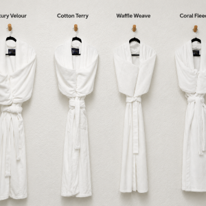 A smart alternative to heavy terry robes. Lightweight, comfortable and quick to launder, our commercial waffle robes are designed for hotels, resorts, spas and accommodation properties. <ul> <li data-section-id="xodo7n" data-start="736" data-end="858"><strong data-start="738" data-end="768">Lightweight & Quick Drying</strong> – Less bulky than traditional terry robes, helping reduce drying time and laundry volume.</li> <li data-section-id="1vhu62s" data-start="859" data-end="970"><strong data-start="861" data-end="888">Made for Commercial Use</strong> – Designed for the demands of hotels, resorts, spas and accommodation properties.</li> <li data-section-id="1gqclxp" data-start="971" data-end="1112"><strong data-start="973" data-end="999">Easy-Care Waffle Weave</strong> – The textured waffle construction provides a comfortable hotel-quality feel without the weight of a heavy robe.</li> <li data-section-id="z007k8" data-start="1113" data-end="1250"><strong data-start="1115" data-end="1142">Practical Guest Comfort</strong> – Lightweight and comfortable to wear, making it ideal for guestrooms, pools, spas and wellness facilities.</li> <li data-section-id="31adiz" data-start="1251" data-end="1383"><strong data-start="1253" data-end="1275">Lower Laundry Bulk</strong> – A particularly good choice for properties processing large volumes of robes through commercial laundries.</li> </ul> RobeW