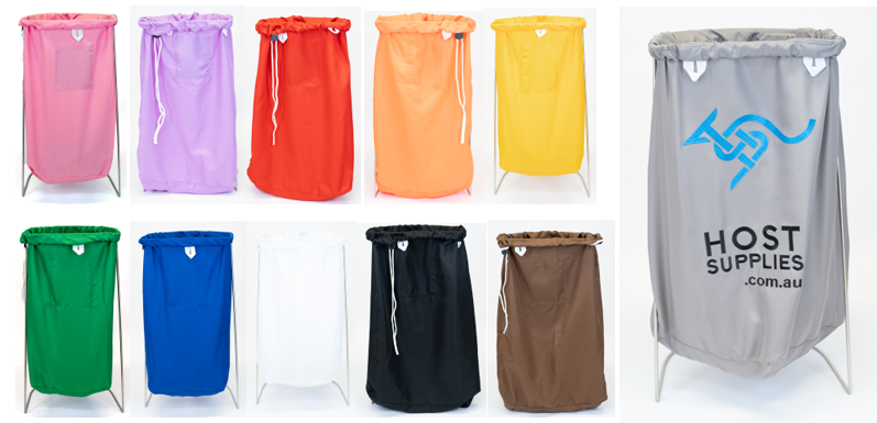 Heavy-duty nylon commercial laundry bag with drawstring closure for hospitality