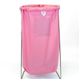 Heavy-duty nylon commercial laundry bag with drawstring closure for hospitality