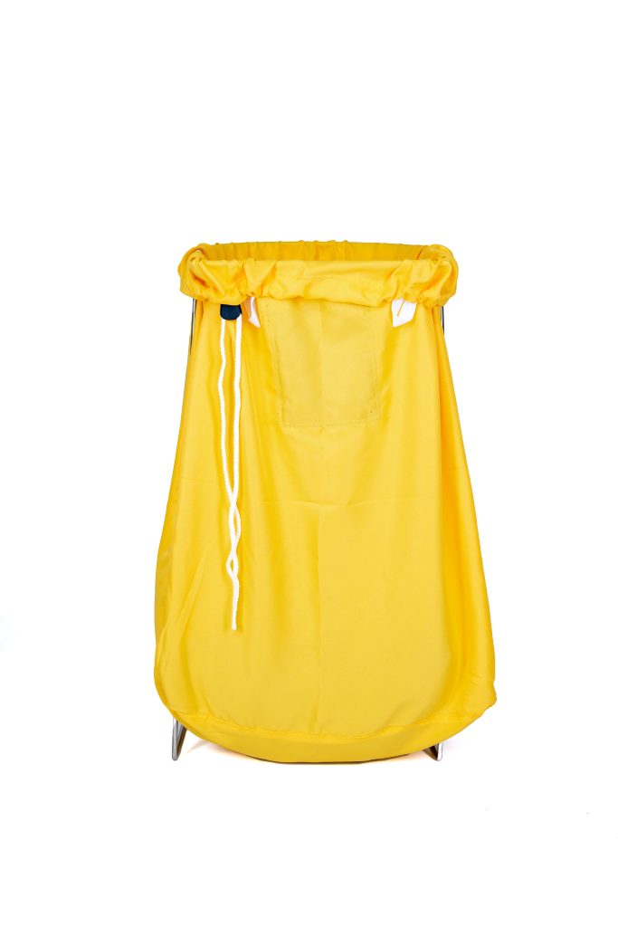 Heavy-duty nylon commercial laundry bag with drawstring closure for hospitality