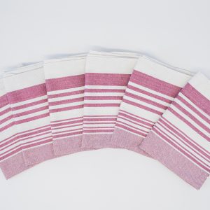 Red and white striped commercial tea towel for hospitality and kitchens