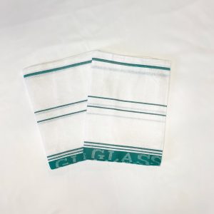 Commercial glass cloth with green stripe for polishing glassware